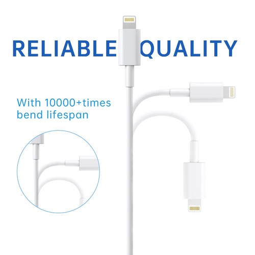 Premium iPhone USB-A to Lightning Charging Cable MFi Certified 1m Each 2 Pack - Picture 6 of 17