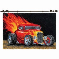Herrschners  Vintage Hot Rod Kit  Hanger Latch Hook Kit