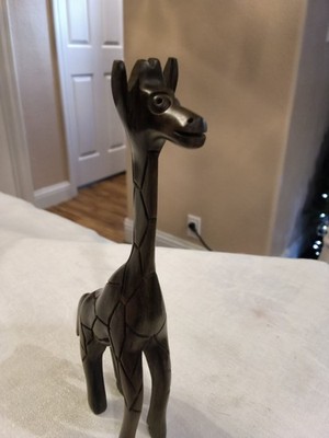 VTG. HAND CARVED AFRICAN WOODEN GIRAFFE WILDLIFE DECOR 6.5in. Little Guy L1