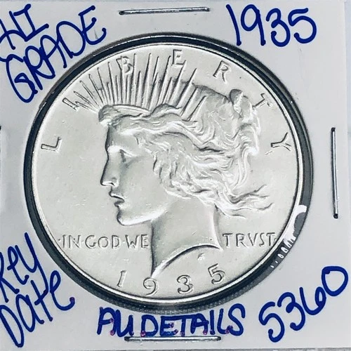 1935 SILVER PEACE DOLLAR AUTHENTIC HI GRADE U.S. MINT COIN RARE KEY DATE 5360
