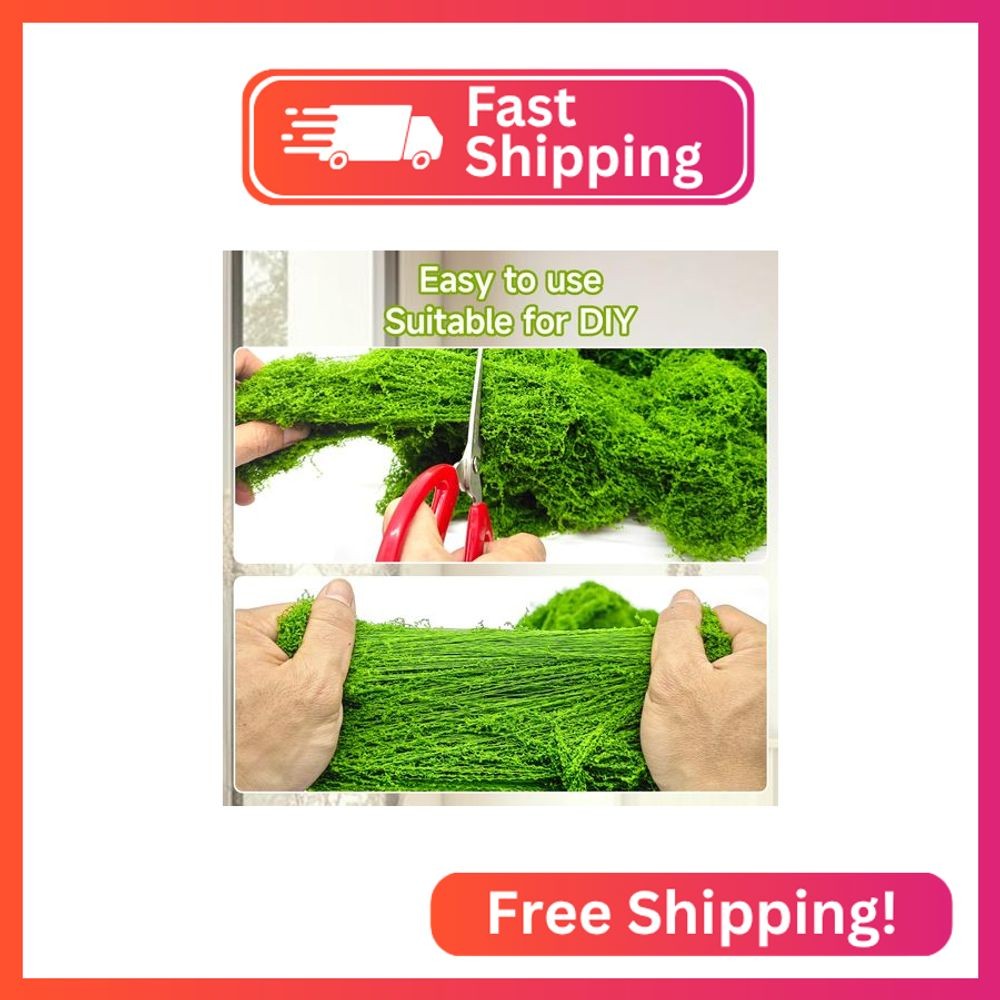 Aspamms Fake Green Moss for Potted Plants Indoor, 5.3oz Artificial Moss for Craf
