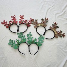 Bundle Of 6 Christmas Head Bands Festive Sparkle Reindeer NIB bling