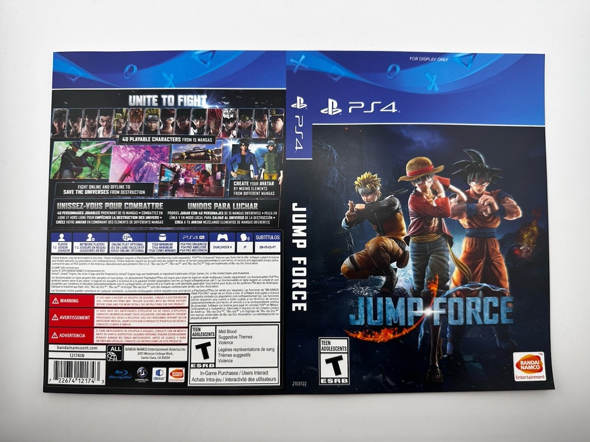 Jump Force - Replacement PS4 Cover Only. NO GAME!! BOX ART INSERT