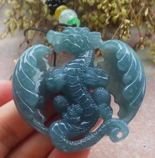 Video Certified Green Natural A Jade jadeite Pendant Flying Dragon 713803 AS