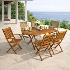 Gartenmöbel Sitzgruppe Gartentisch 6 Stühle mit Armlehnen Gartenset klappbar