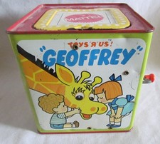 Vintage 1975 Toys R Us Geoffrey Giraffe Mattel Jack in the Box Tin Toy Works!