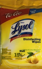 NEW LYSOL Disinfecting Wipes Lemon & Lime Blossom To-Go 15 ct FREE SHIPPING
