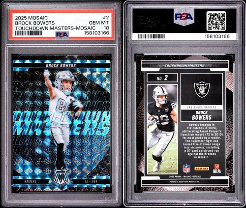 2025 Panini Mosaic - Touchdown Masters Brock Bowers #2 Mosaic Prizm PSA 10
