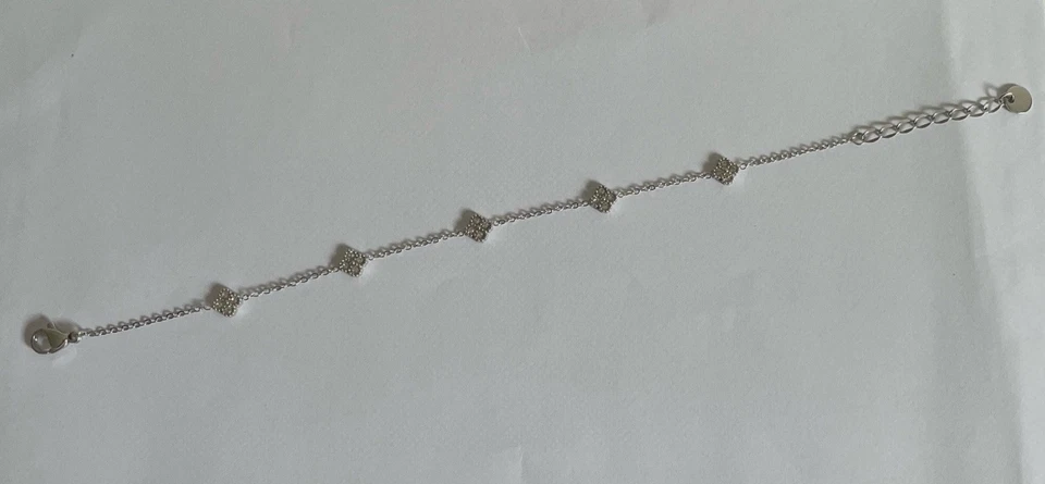 bracelet acier inoxydable femme Argenté Trèfle Et Strass - Photo 4/4