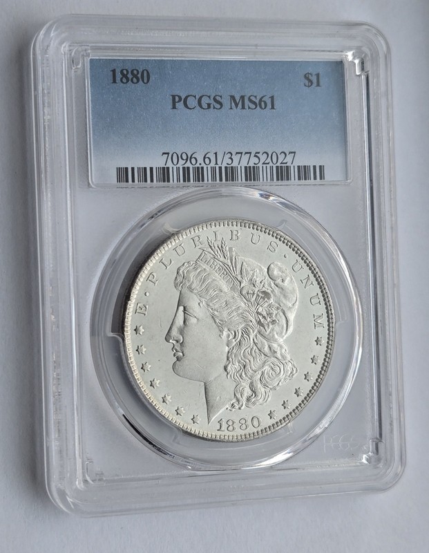 1880 Morgan Silver Dollar $1 - "Brilliant Graded PCGS MS61" - Free Shipping