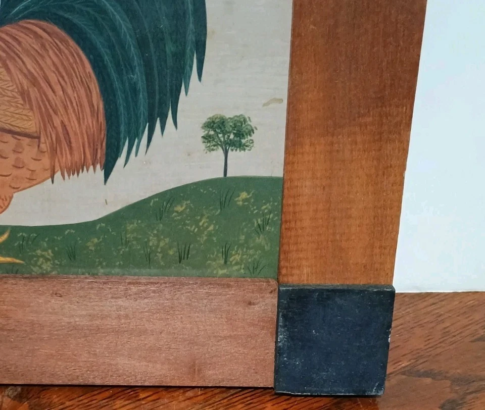 Fayre Cooper Farmhouse Folk Art Wood Primitive Animal Print Rooster Framed 8X10 - Image 4 of 4