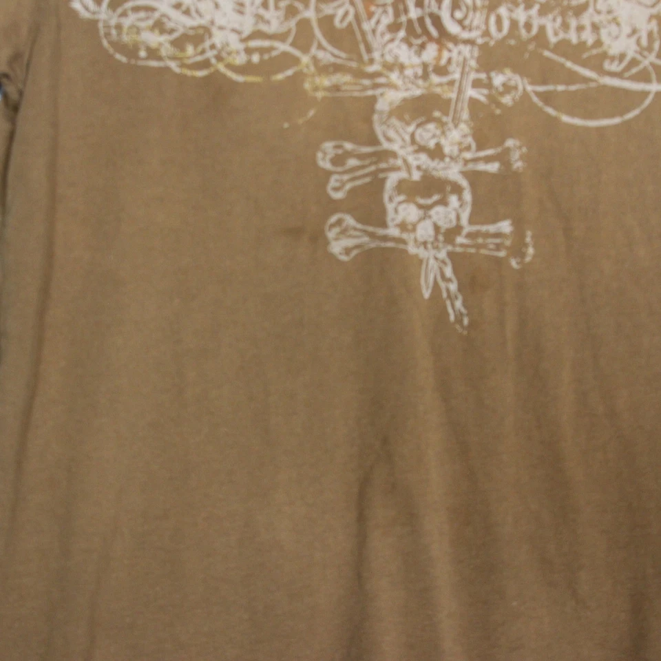 Camiseta Indigo Star Para Hombre S Marrón Gráfico Estampado Calavera Ángel Manga Corta Retro Foto 3 de 4