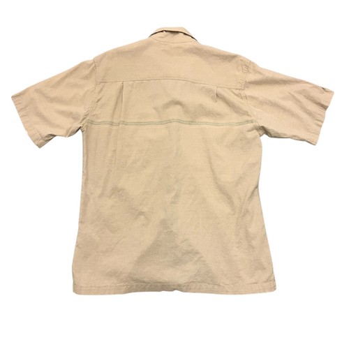 Woolrich Shirt Beige Mens M Short Sleeve Button Up 100% Cotton - Picture 5 of 13