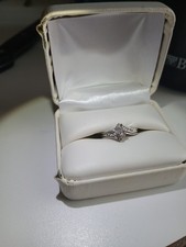 1/2 Carat Princess Cut Diamond Engagement Ring Set 14K White Gold