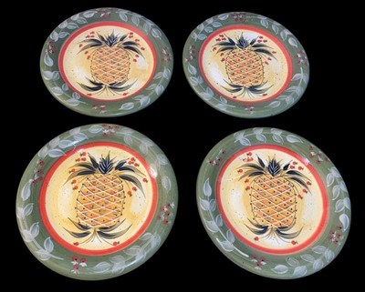Julie Ueland 2003 Enesco Pineapple & Tomato Plates 8'' (4)