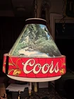 1960s Coors original Beer Hanging Light Round Cone 3 Panel vintage rare bar sign