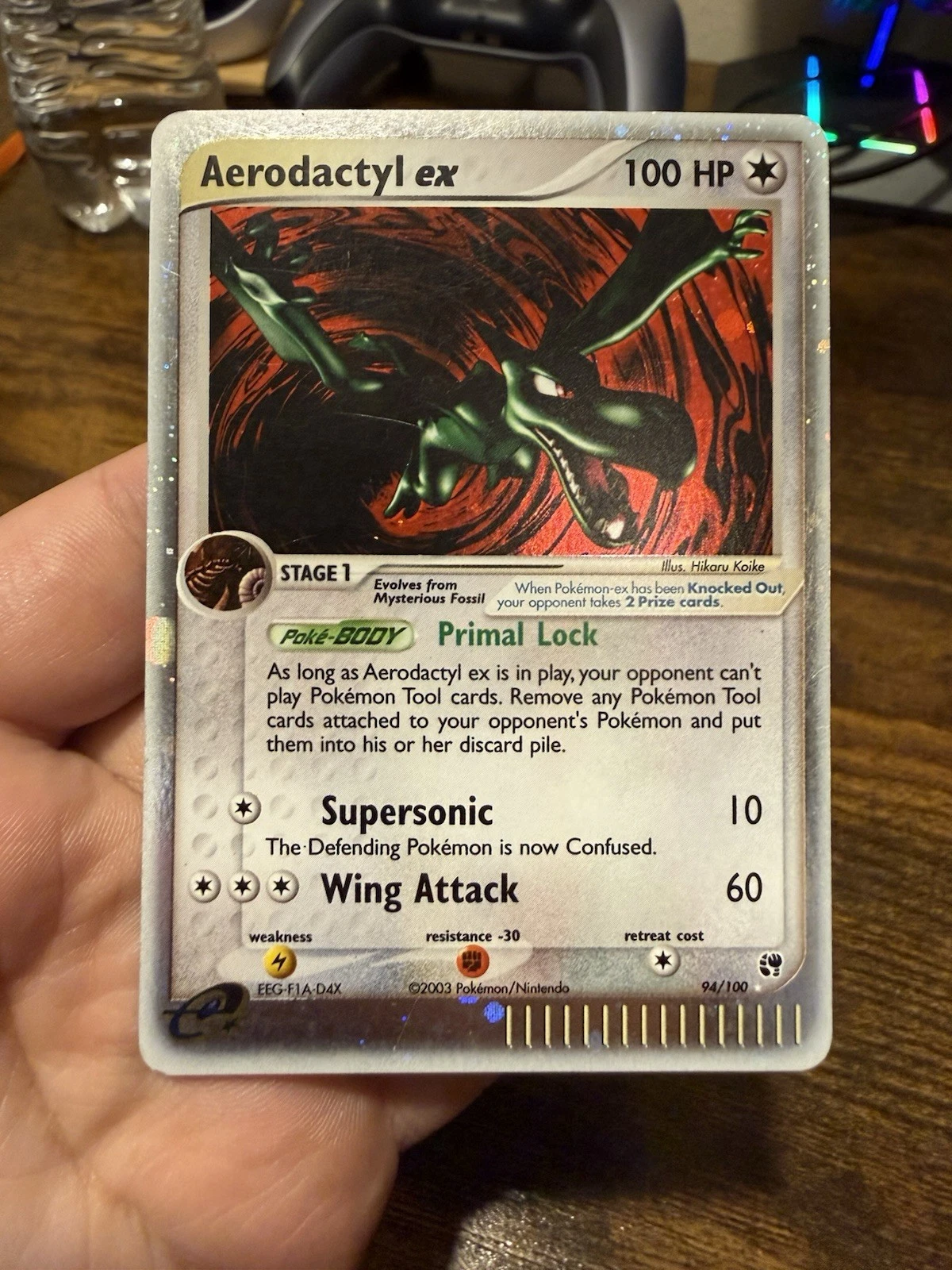 Pokemon TCG Aerodactyl ex 94/100 Sandstorm 2003 Ultra Rare Holo