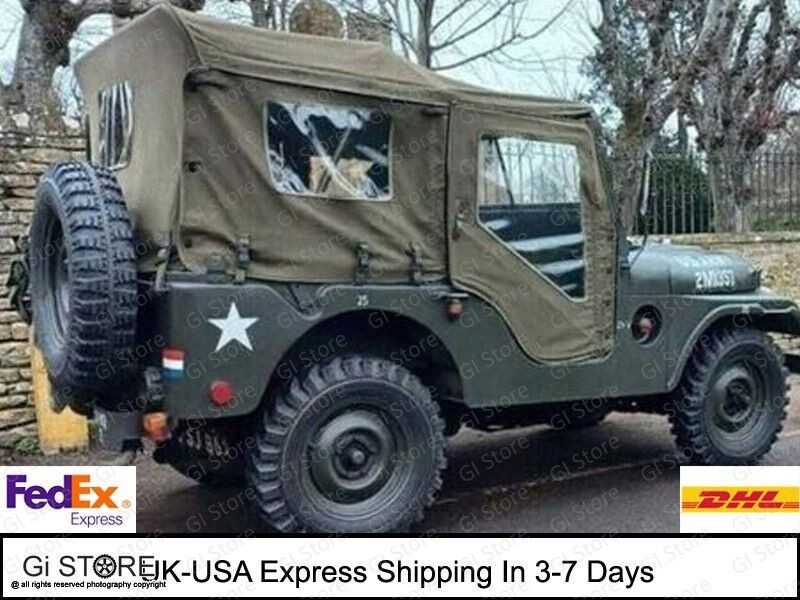 Soft Top For Jeep Willys M38A1/M38/CJ5 +Door Frame- Zipper Windows