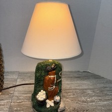 Golf Antique Desk Lamp15.5 Tall Base Has Golfing Bag Balls Hat Golf s Shoes Club