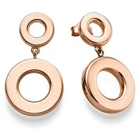 Paar Ohrringe OhrhäNger 33X18Mm Ohrschmuck Kreise 585 Gold Rotgold GläNzend