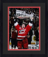 Framed Rod Brind'Amour Hurricanes Signed 8x10 2006 SC Champs Raising Cup Photo