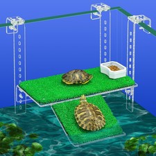 Adjustable Hanging Turtle Dock with Anti-Slip Artificial Grass Basking Platform