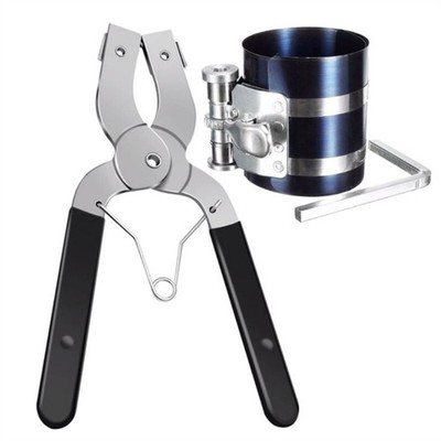 Piston Ring Compressor Tool Set with Pliers Stainless Steel for Engine Mechanic