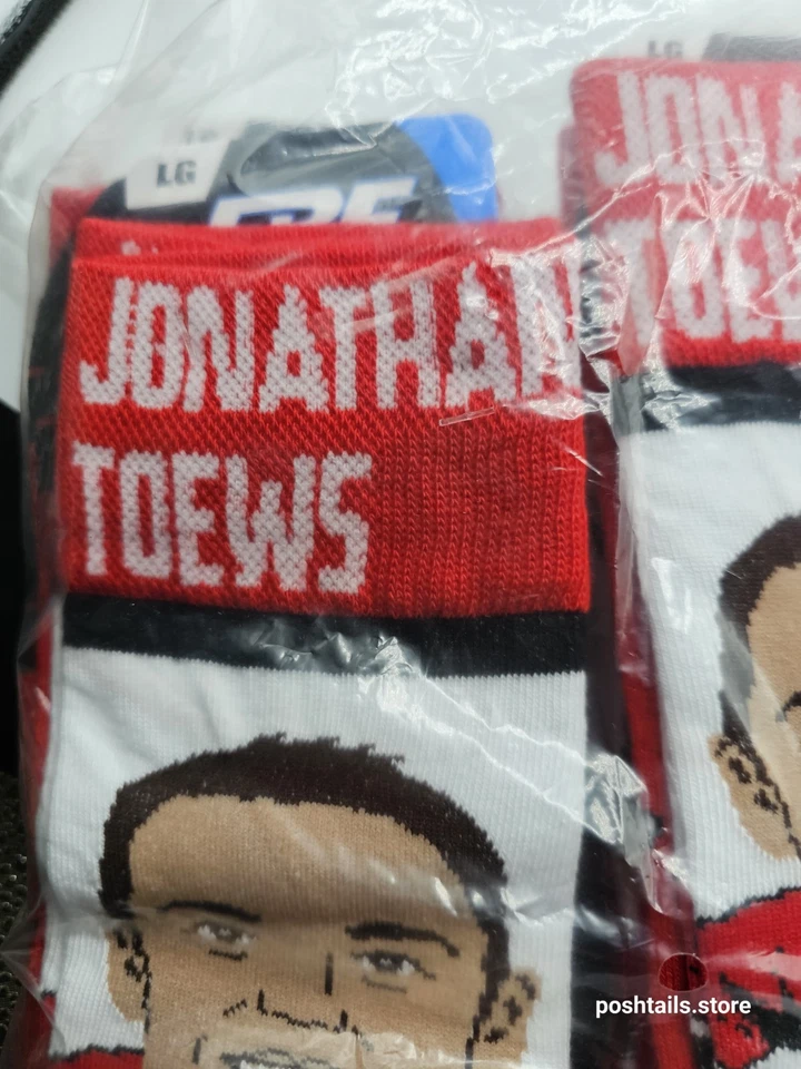 Paquete de 6 calcetines talla grande Blackhawks Jonathan Toews rojo y negro FBF Foto 4 de 4