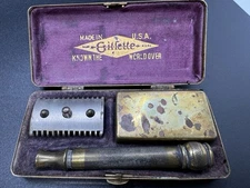 Antique Gillette Pocket Edition Safety Razor Basketweave Set