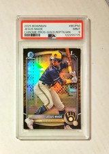Jesus Made 2025 1st Bowman Chrome GOLD Reptilian REFRACTOR /50 Brewers PSA 9 Y6