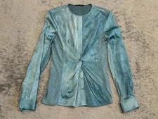 Elie Tahari Blouse Women’s XS Teal 93% Silk Long Sleeve Top Career Casual