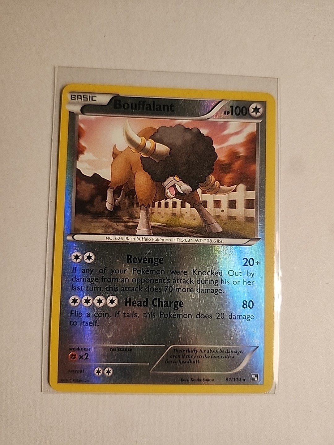Pokemon - Bouffalant - 91/114 - Reverse Holo Rare - Black and White - NM