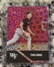 Ethan Conrad 2025 Onit Athlete Wake Forest Pink Holo Parallel /15 Chicago Cubs