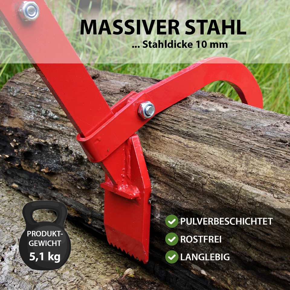 Fällheber Fällhilfe Wendehilfe mit Wendehaken Stahl 115 cm lang Zahnplatte 10 cm - Bild 2 von 4
