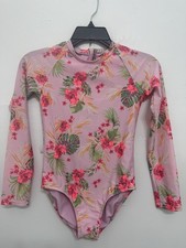 Art Class by Target Girls L Long Sleeve One Piece Swimsuit Tropical Floral Pink