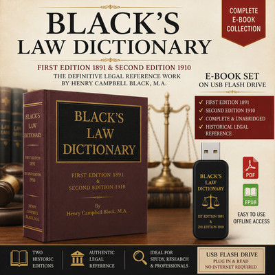 Black's Law Dictionary 1st (1891) & 2nd (1910) Editions Law Reference On USB DVD
