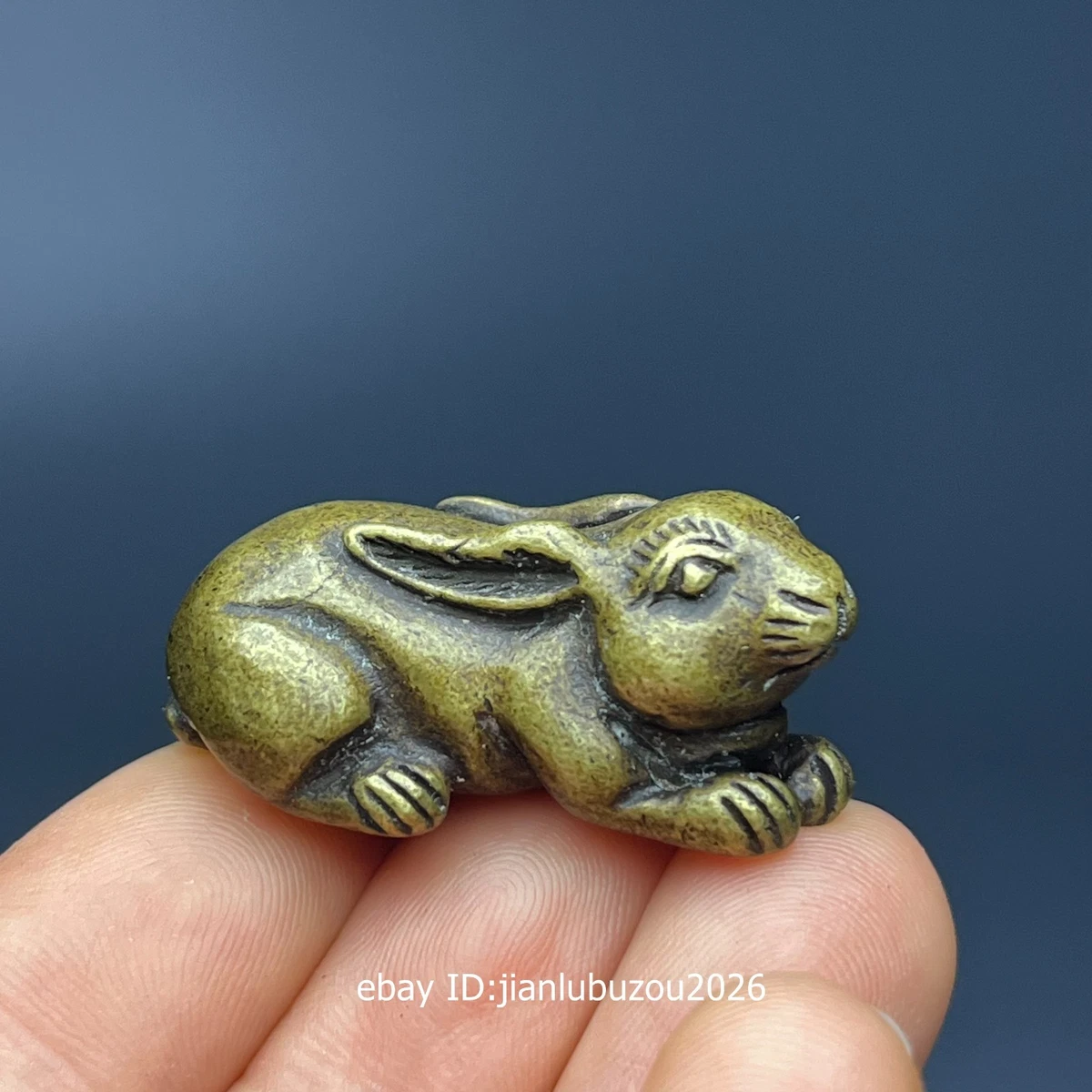 ゴ*ス様 中国古美術　古銅 兎 置物Q-940 Copper Antique Chinese Rabbit Statues & Animal Figurines for sale
