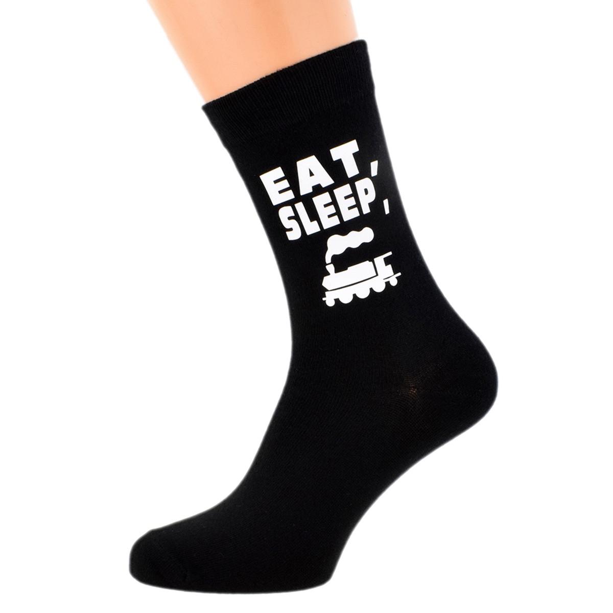 Eat Sleep Spotting Train Image Printed Design Mens Black Cotton Socks