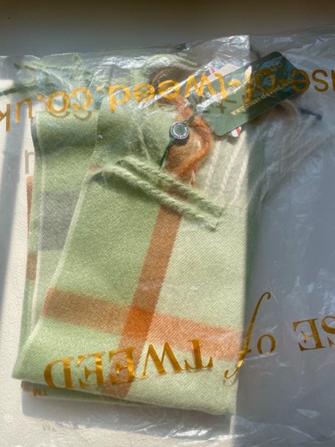 HOUSE OF TWEED PREMIUM COLLECTION LUXURY SCARF - MULTI COLOUR light green CHECK - Picture 2 of 7