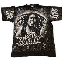 Vintage Bob Marley All Over Print T-shirt size XL black double sided needs sewn