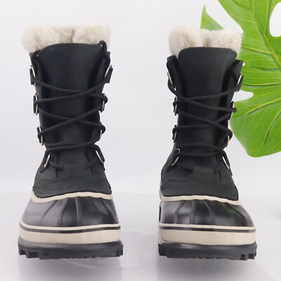 Sorel Women's Caribou Snow Boot Size 7 Waterproof Black Leather