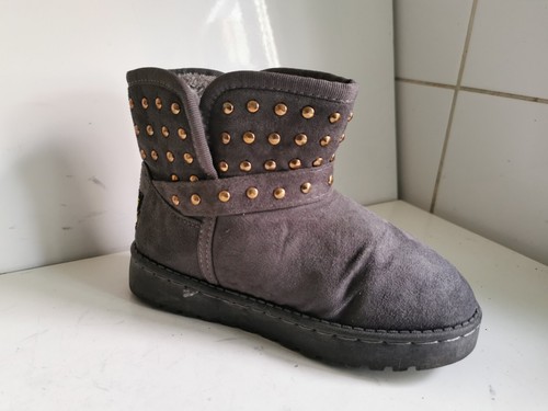 STIVALETTI MISS SIXTY DESIGNER UK 13 EU 32 RAGAZZE BAMBINI GRIGI BORCHIATI PELLE SCAMOSCIATA PELLICCIA - Foto 5 di 17