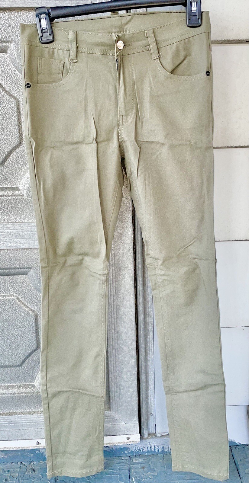 Women's Olive Green Skinny Jeans Size 27 Small-image