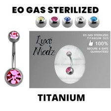 Sterilized Belly button ring Titanium grade 23 14 Gauge 8mm and 5mm gem balls