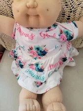 Vintage 1985 Cabbage Patch White Girl Bald Doll W Blue Eyes Mama's Girl Dress