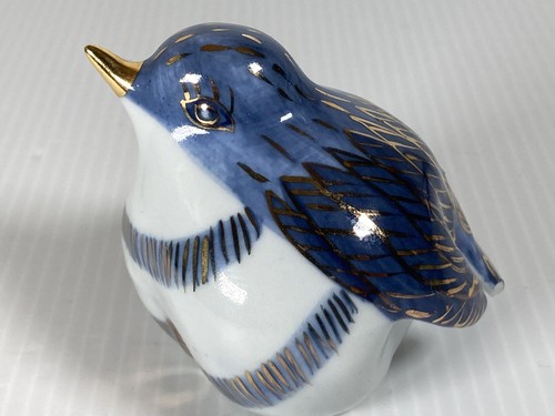 Porzellan Deko Vogel Figuren blau, weiß & gold abgebrochen Flügel - Bild 5 von 11