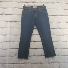 CURRENT ELLIOTT Jeans Womens 25 Released Raw Hem Cropped Dark Wash Straight