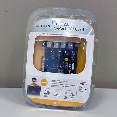 Belkin USB 2.0 5-Port PCI Card (Model #F5U220V1) Open Box, Unused