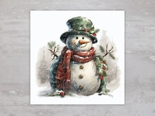 Christmas Snowman Winter Fabric Panel Square Quilt Sewing Quilt Block A61