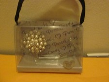 Sicura Fake Pearls  Flower Rhinestone Handbag Purse Holder Newl